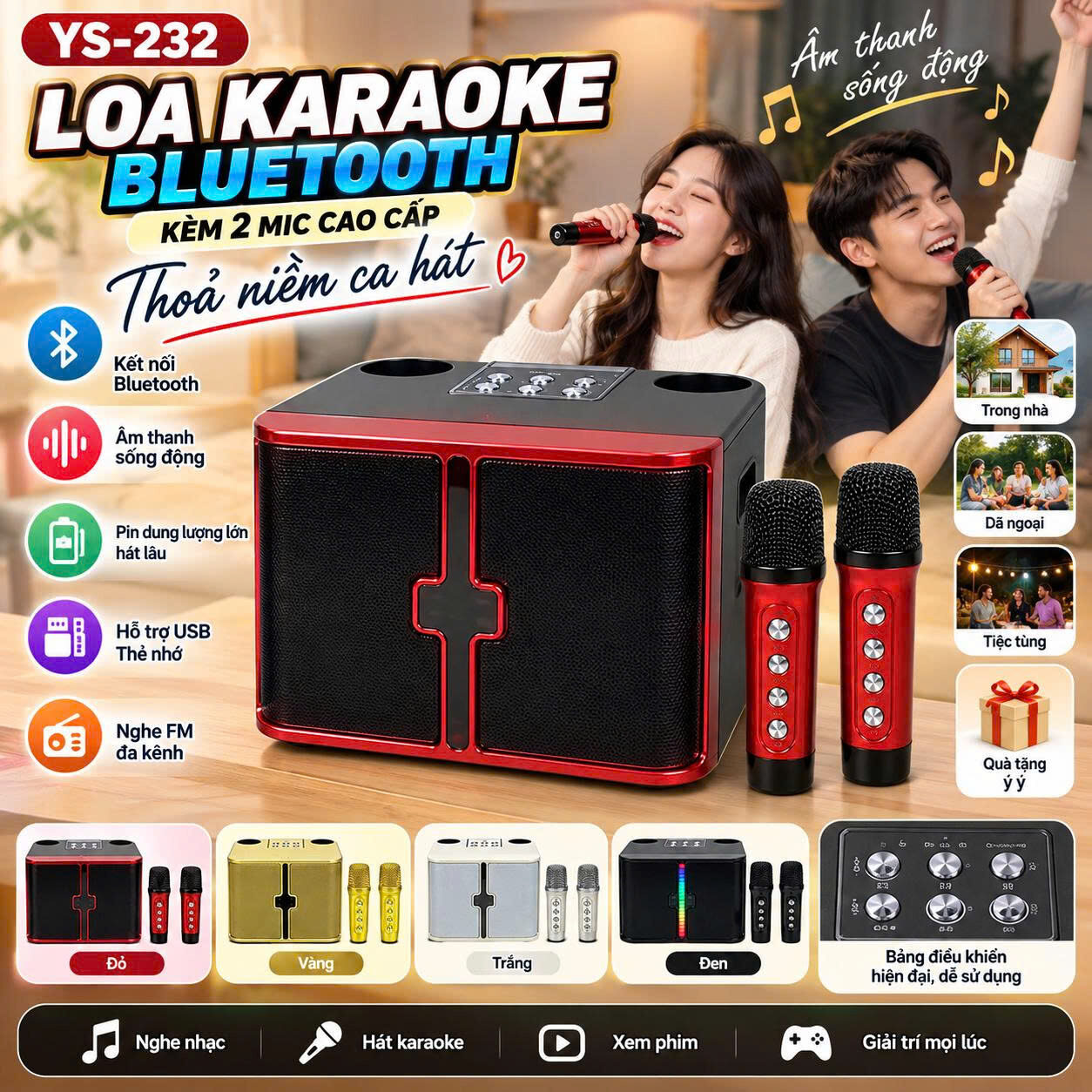 LOA KARAOKE YS-232 ( KÈM 2 MIC)