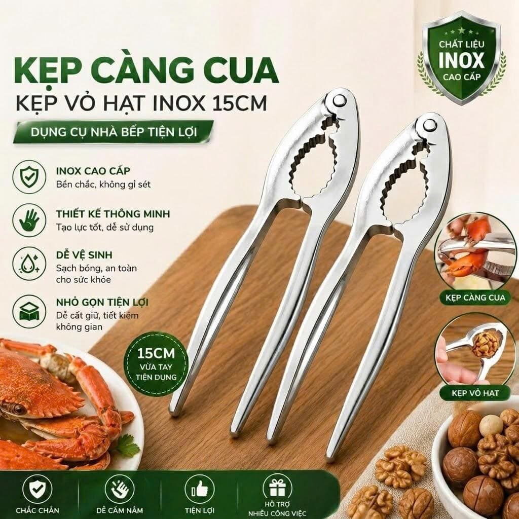 DỤNG CỤ KẸP CÀNG CUA INOX 15CM