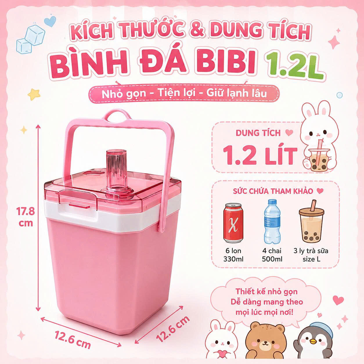 THÙNG ĐÁ VUÔNG BIBI CÓ ỐNG HÚT 1.2L 3 THÙNG ĐÁ VUÔNG BIBI CÓ ỐNG HÚT 1.2L - Ảnh 3