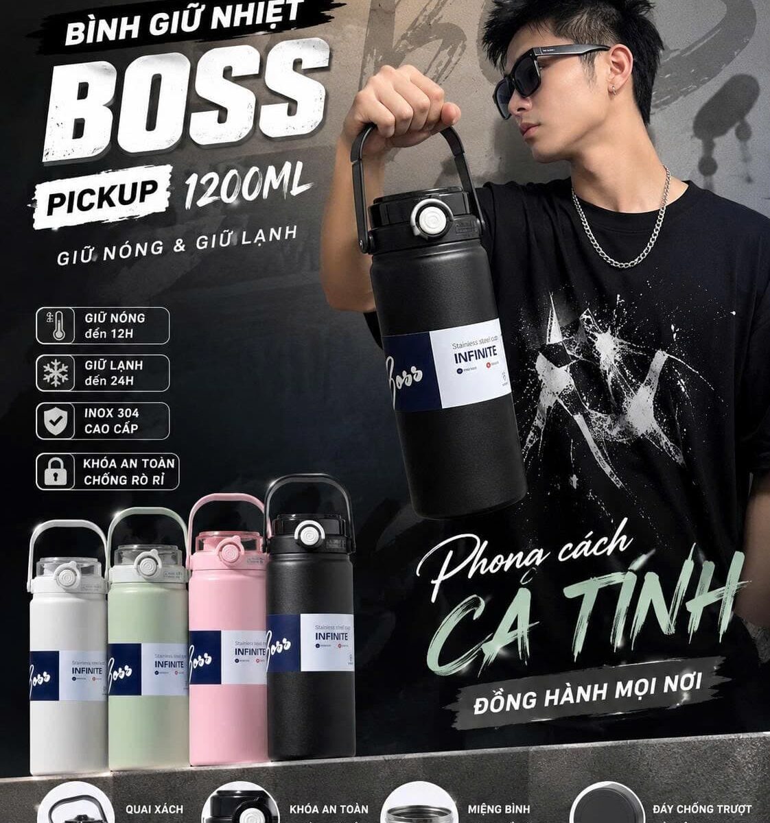 BÌNH GIỮ NHIỆT BOSS PICKUP 1200ML