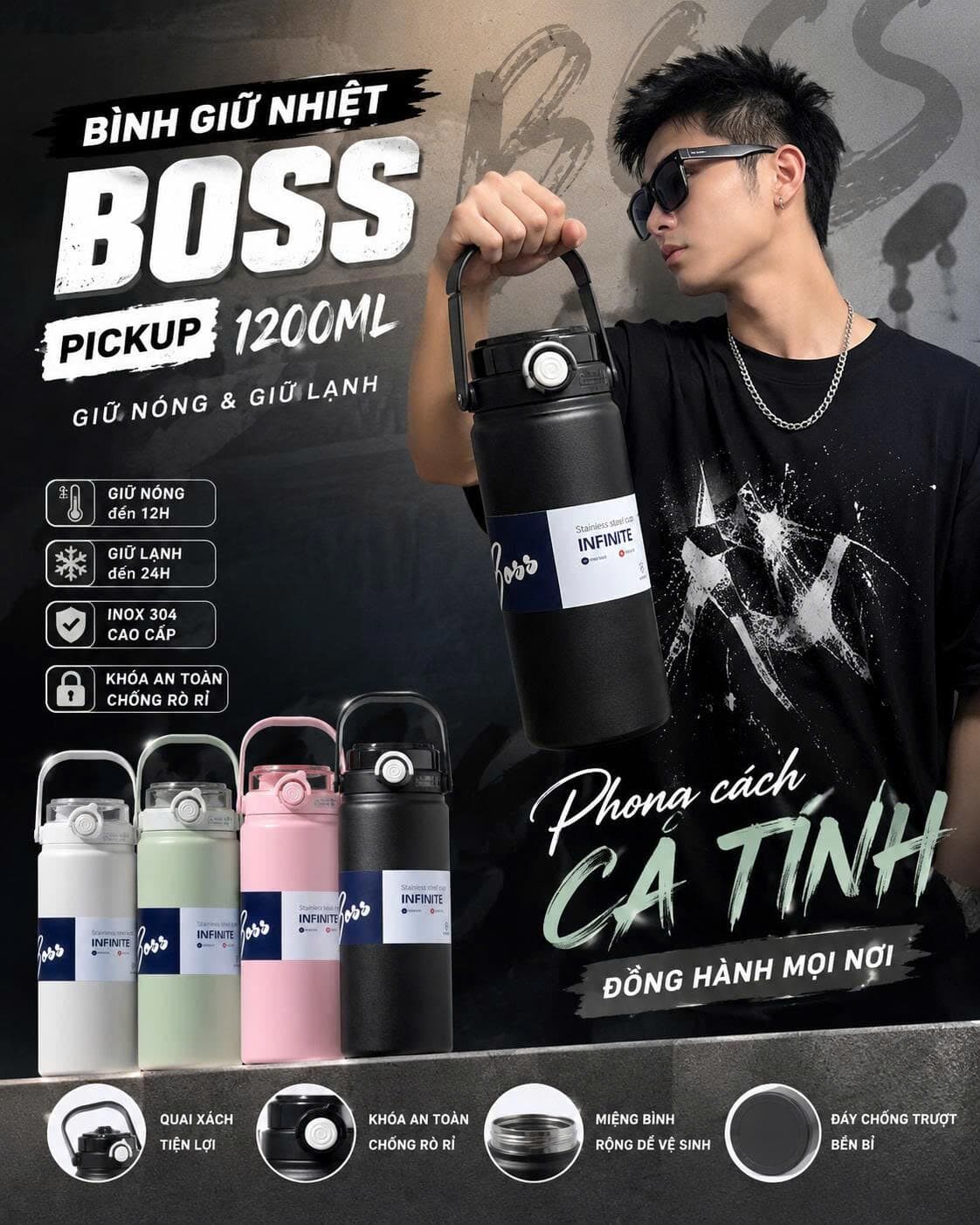 BÌNH GIỮ NHIỆT BOSS PICKUP 1200ML 1 BÌNH GIỮ NHIỆT BOSS PICKUP 1200ML