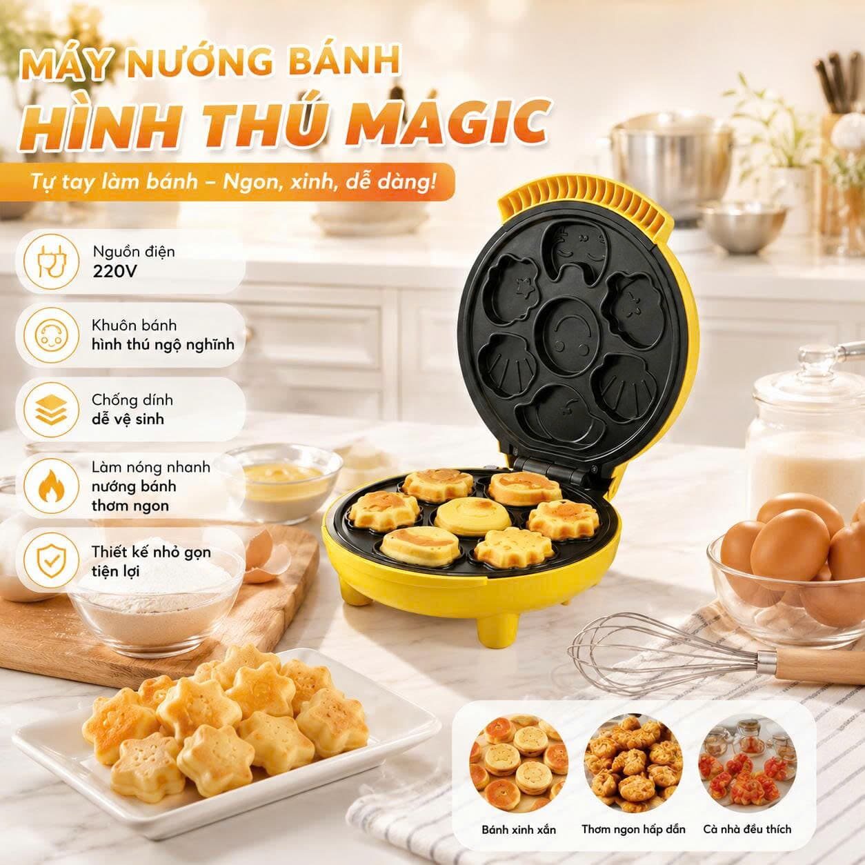 MÁY NƯỚNG BÁNH HÌNH THÚ MAGIC 1 MÁY NƯỚNG BÁNH HÌNH THÚ MAGIC