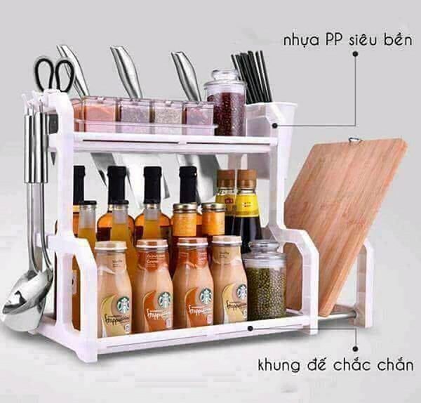 KỆ GIA VỊ NHỰA 2 TẦNG CHỮ H 8 1 53