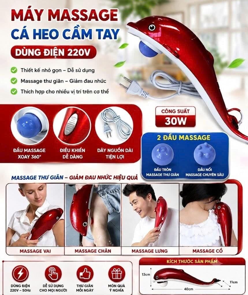 MÁY MASSAGE CẦM TAY HÌNH CÁ HEO 1 MÁY MASSAGE CẦM TAY HÌNH CÁ HEO