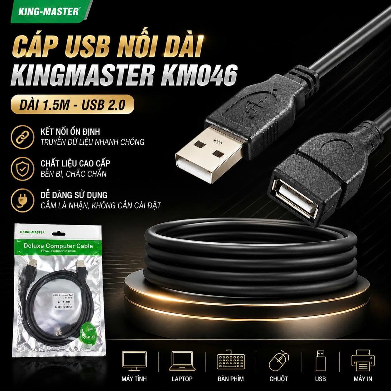 CÁP USB NỐI DÀI KINGMASTER DÀI 1.5M