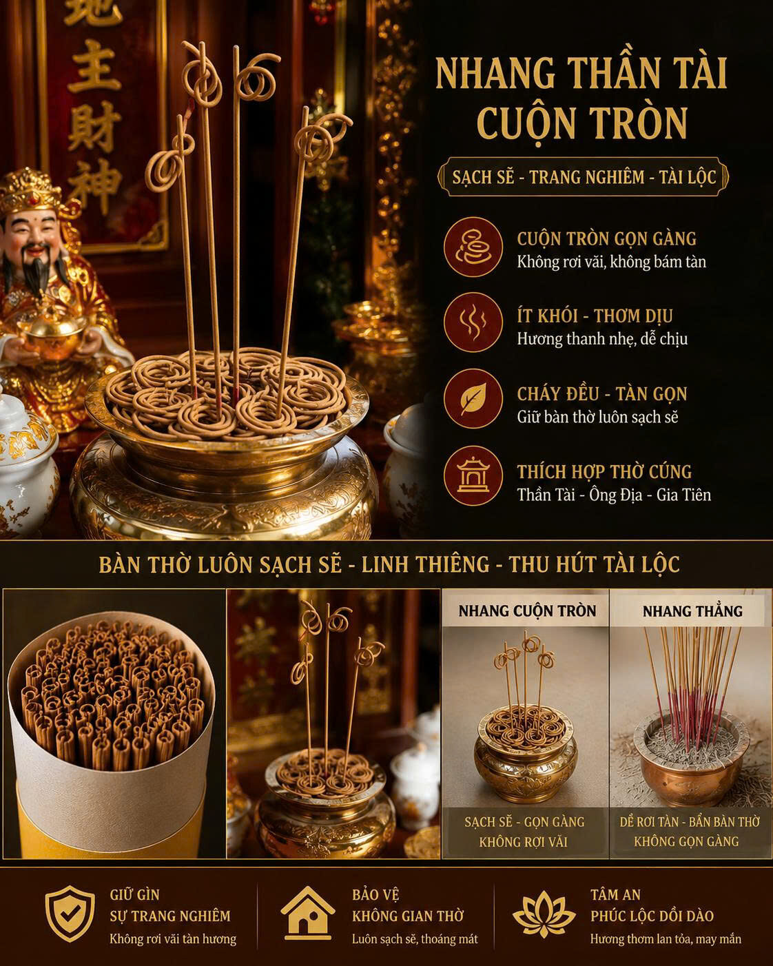 HỘP 300 CÂY NHANG THẦN TÀI CUỘN TRÒN THƠM- ÍT KHÓI 4 HỘP 300 CÂY NHANG THẦN TÀI CUỘN TRÒN THƠM- ÍT KHÓI - Ảnh 4