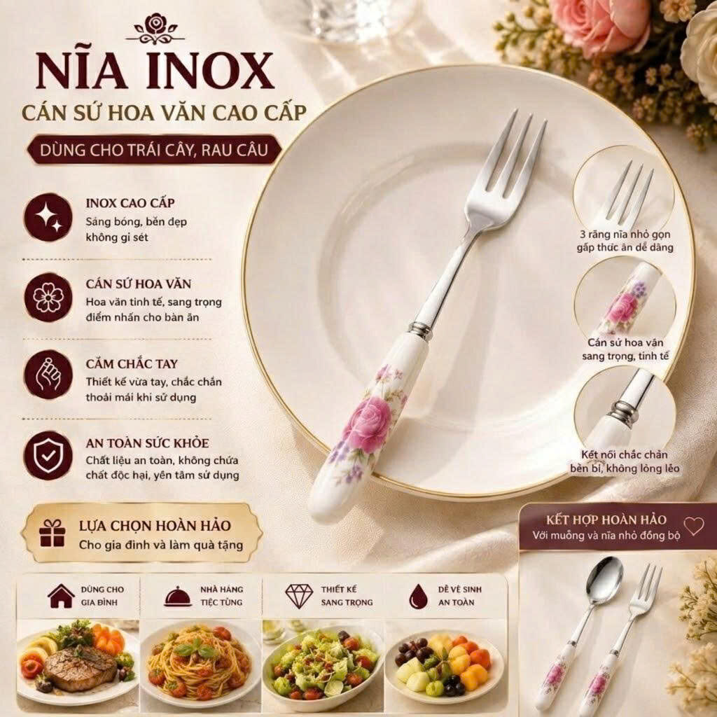 NĨA INOX CÁN SỨ HOA VĂN