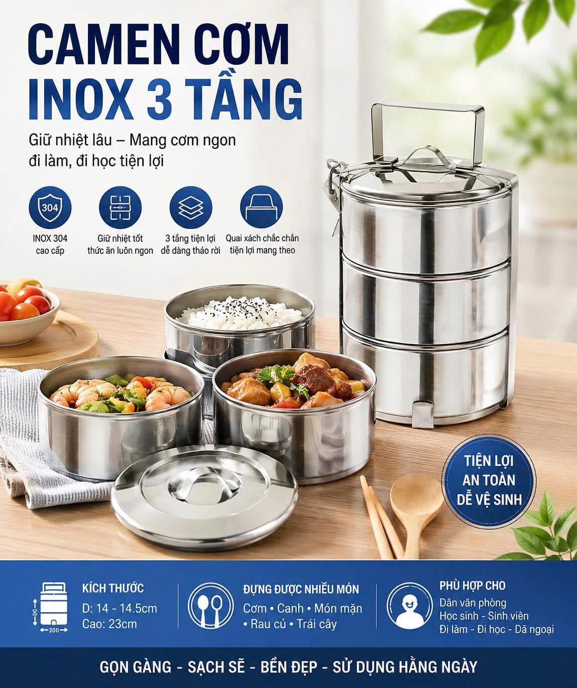 CAMEN INOX 3 TẦNG