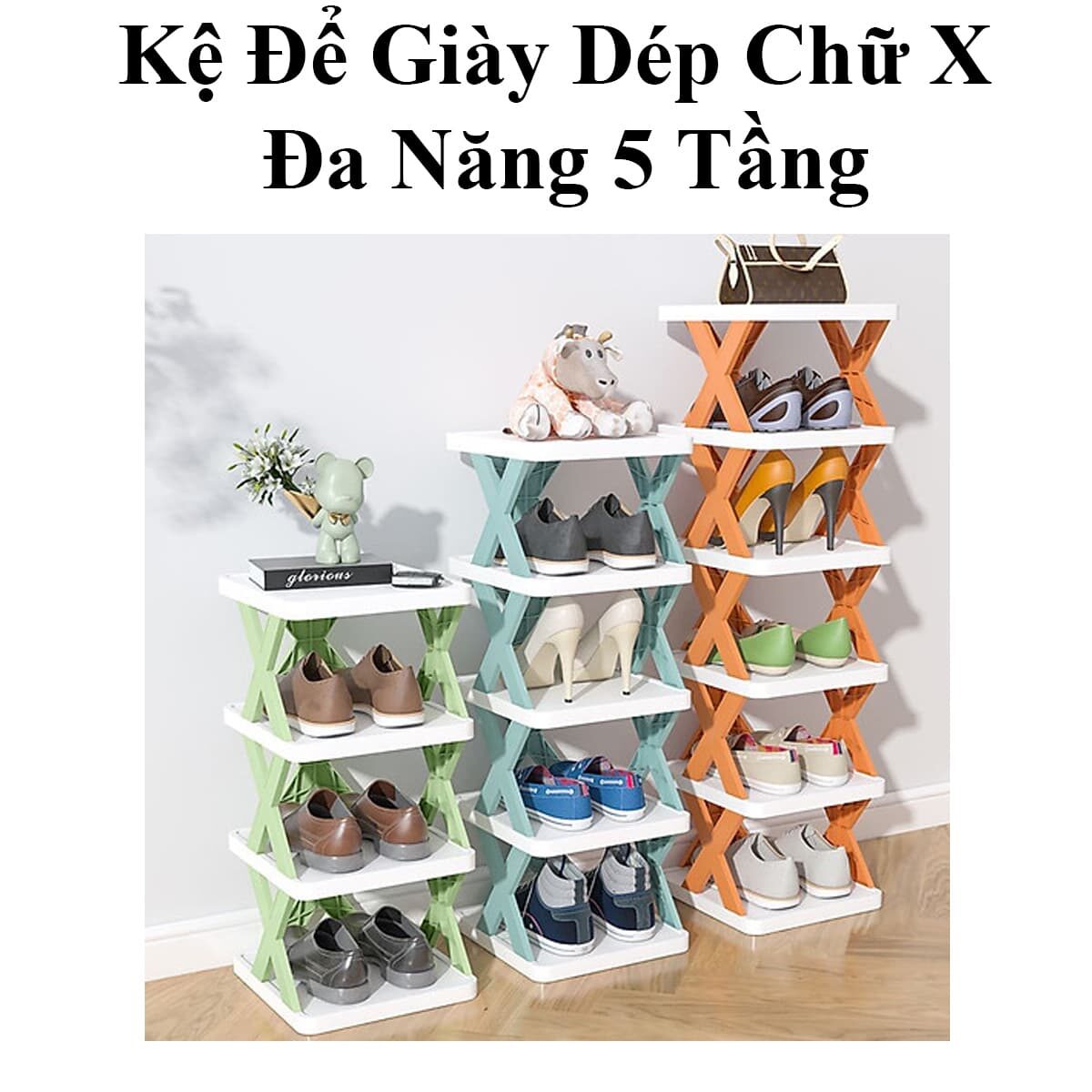 KỆ GIÀY DÉP XẾP GỌN 5 TẦNG CHỮ X