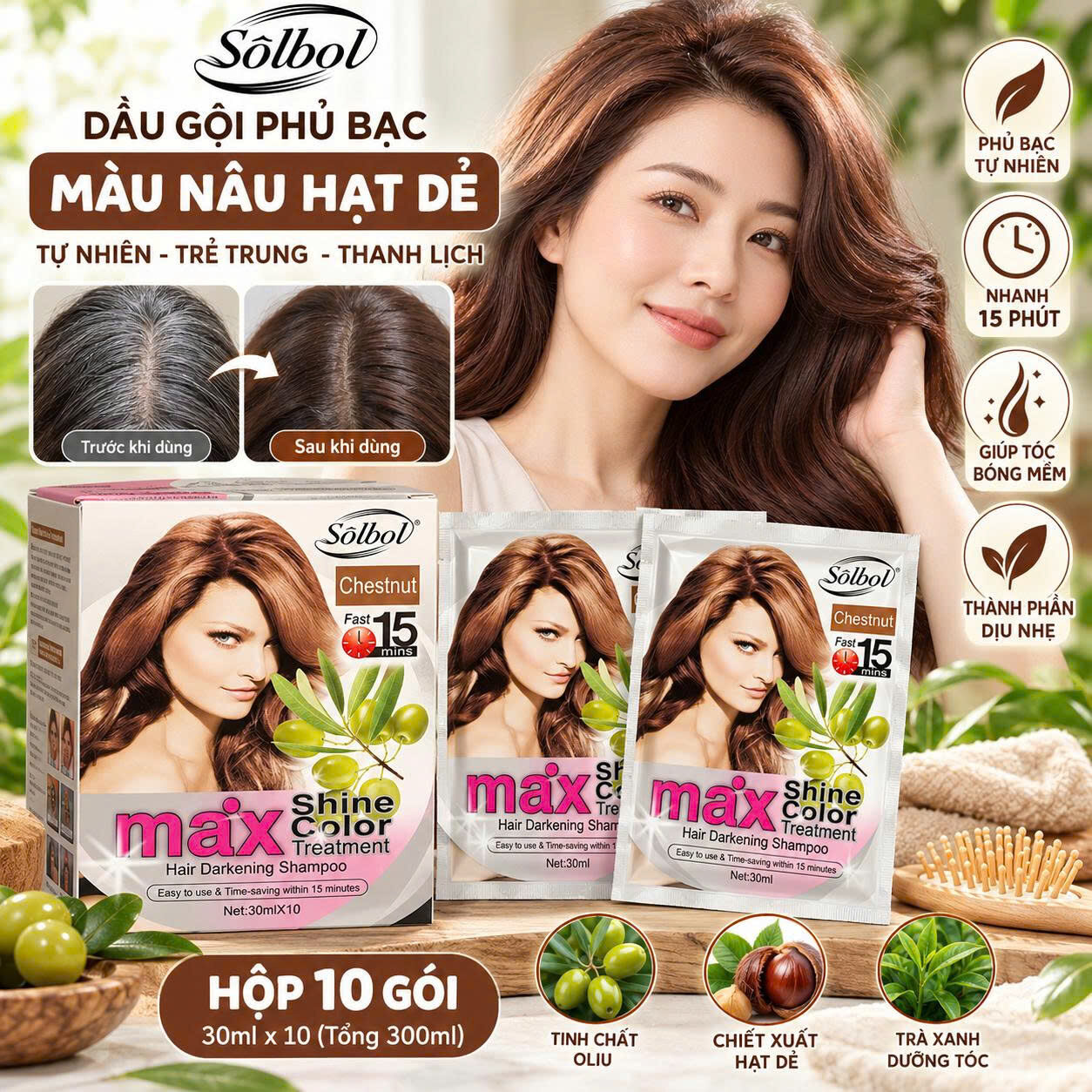 DẦU GỘI PHỦ BẠC MÀU NÂU SOLBOL