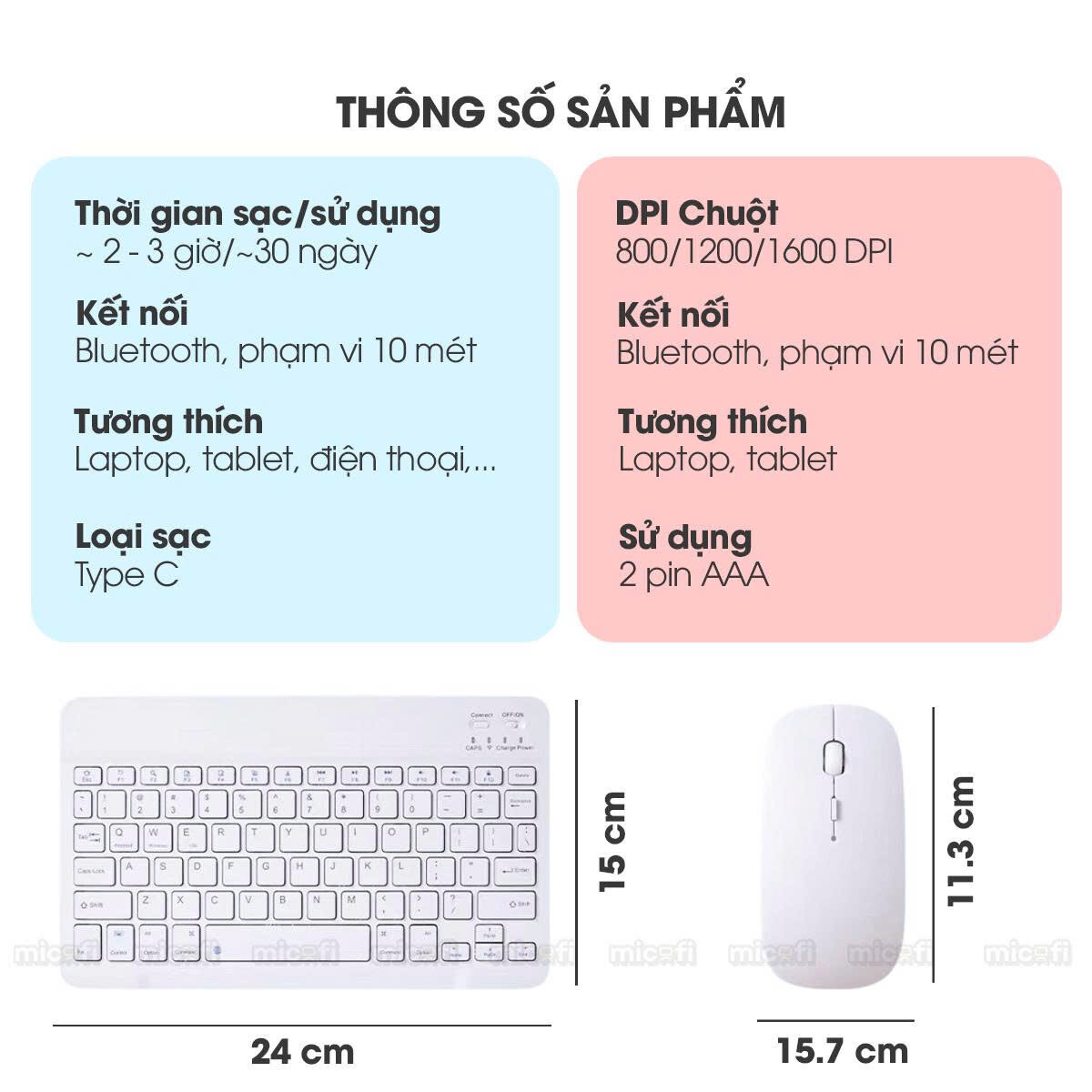 COMBO PHÍM CHUỘT BLUETOOTH 5.0 CHO MTB/IP/ IPAD 4 COMBO PHÍM CHUỘT BLUETOOTH 5.0 CHO MTB/IP/ IPAD - Ảnh 4