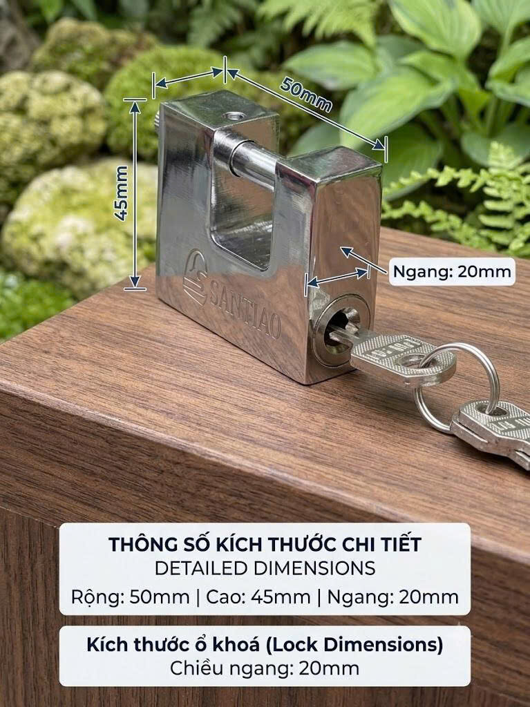 Ổ KHOÁ VUÔNG CẦU NGANG SANTIAO 50MM 3 Ổ KHOÁ VUÔNG CẦU NGANG SANTIAO 50MM - Ảnh 3