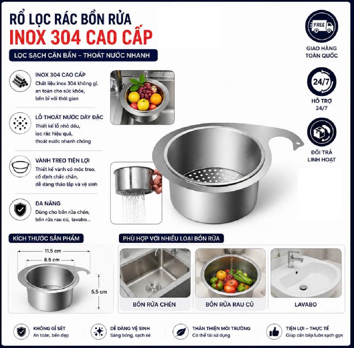 GIỎ LỌC RÁC HÌNH THIÊN NGA BỒN RỬA CHÉN 5 GIỎ LỌC RÁC HÌNH THIÊN NGA BỒN RỬA CHÉN - Ảnh 5