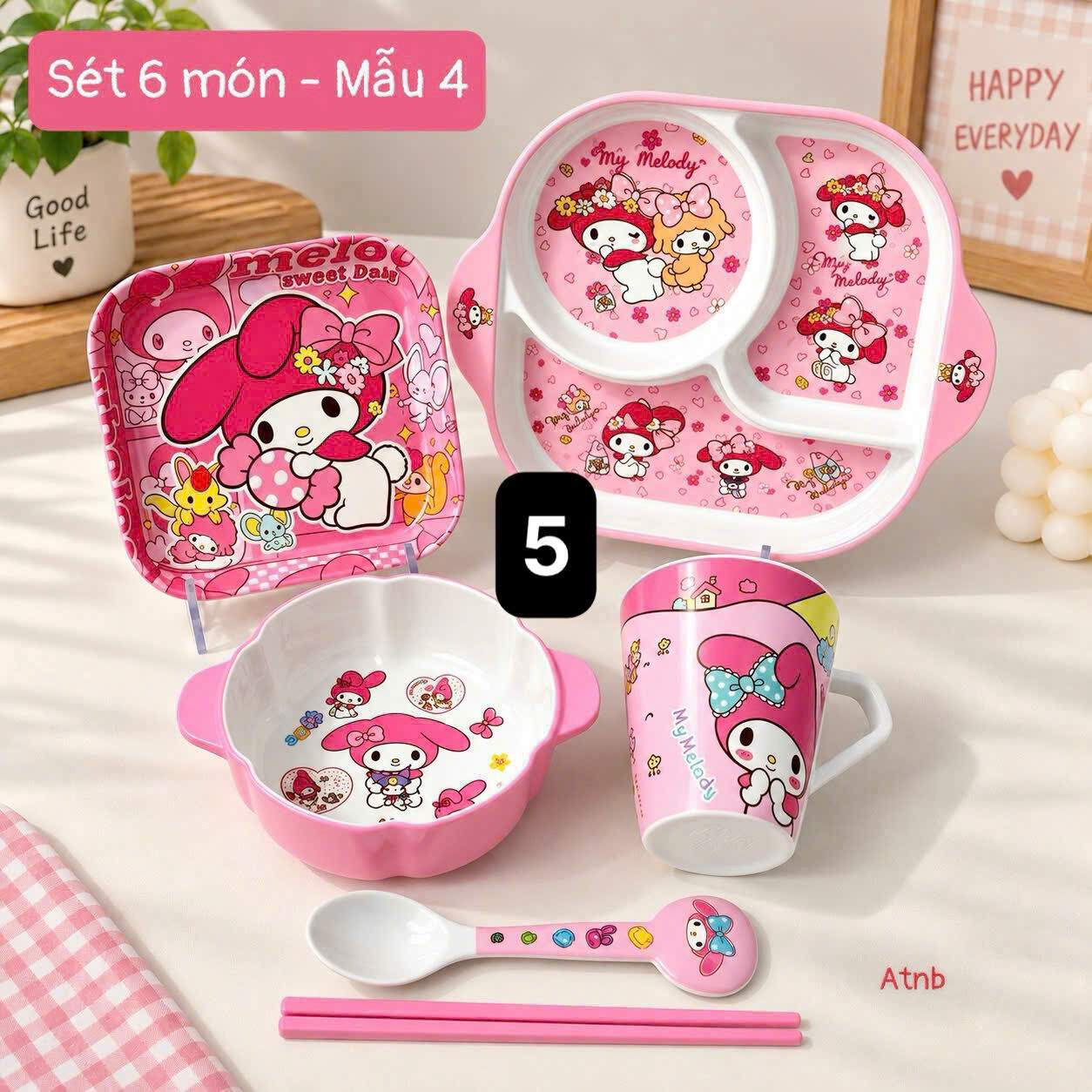 SÉT BÁT ĐĨA 6 MÓN NHIỀU HÌNH CHO BÉ