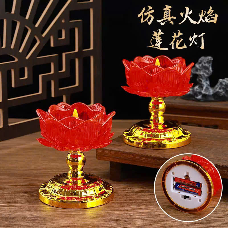 CẶP ĐÈN THỜ HOA SEN PIN 3AA *2