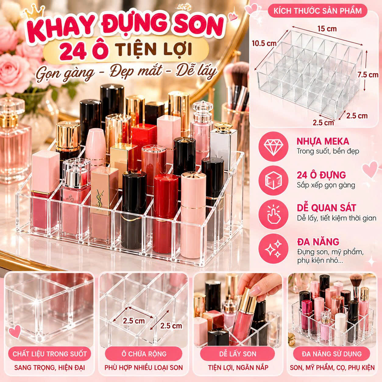 KHAY ĐỰNG SON 24 Ô
