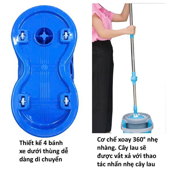 BỘ LAU NHÀ XOAY 360 LỒNG INOX 3 BỘ LAU NHÀ XOAY 360 LỒNG INOX - Ảnh 3