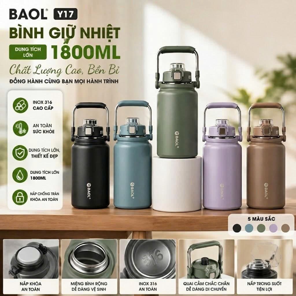 BÌNH GIỮ NHIỆT BAOL Y17 1800ML