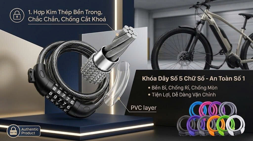 KHÓA DÂY CHÔNG TRỘM 5 SỐ 5 KHÓA DÂY CHÔNG TRỘM 5 SỐ - Ảnh 5