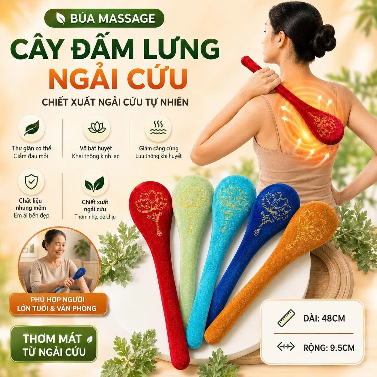CÂY ĐẤM LƯNG NGÃI CỨU 48CM