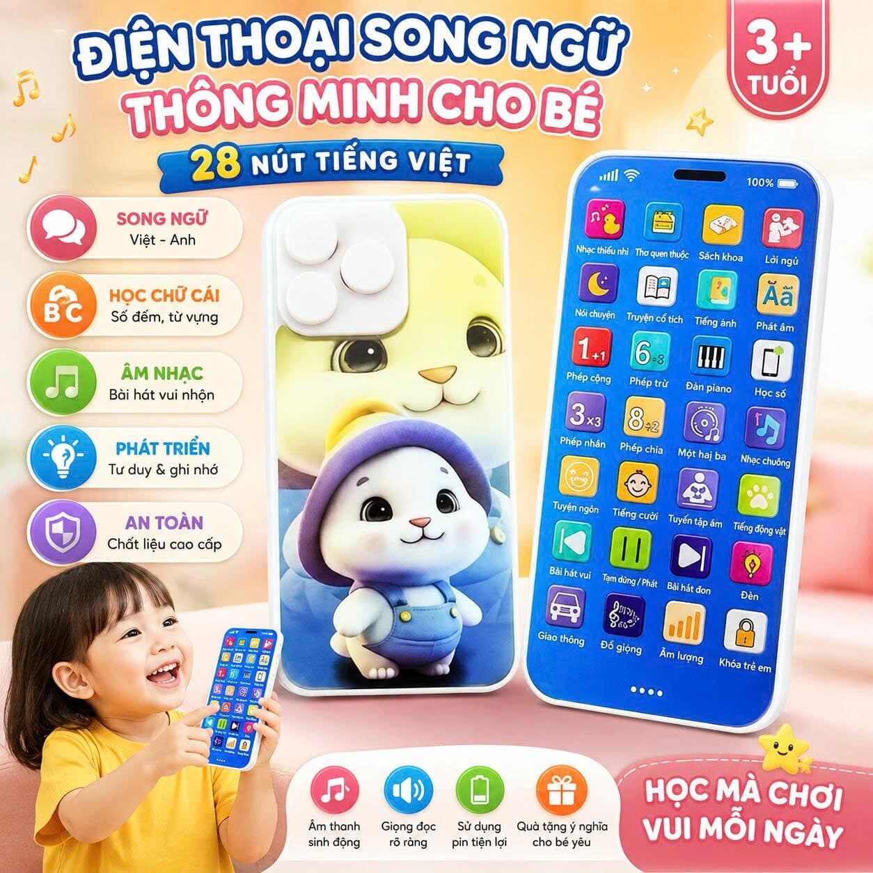 ĐIỆN THOẠI IP17 28 NÚT TIẾNG VIỆT CHO BÉ
