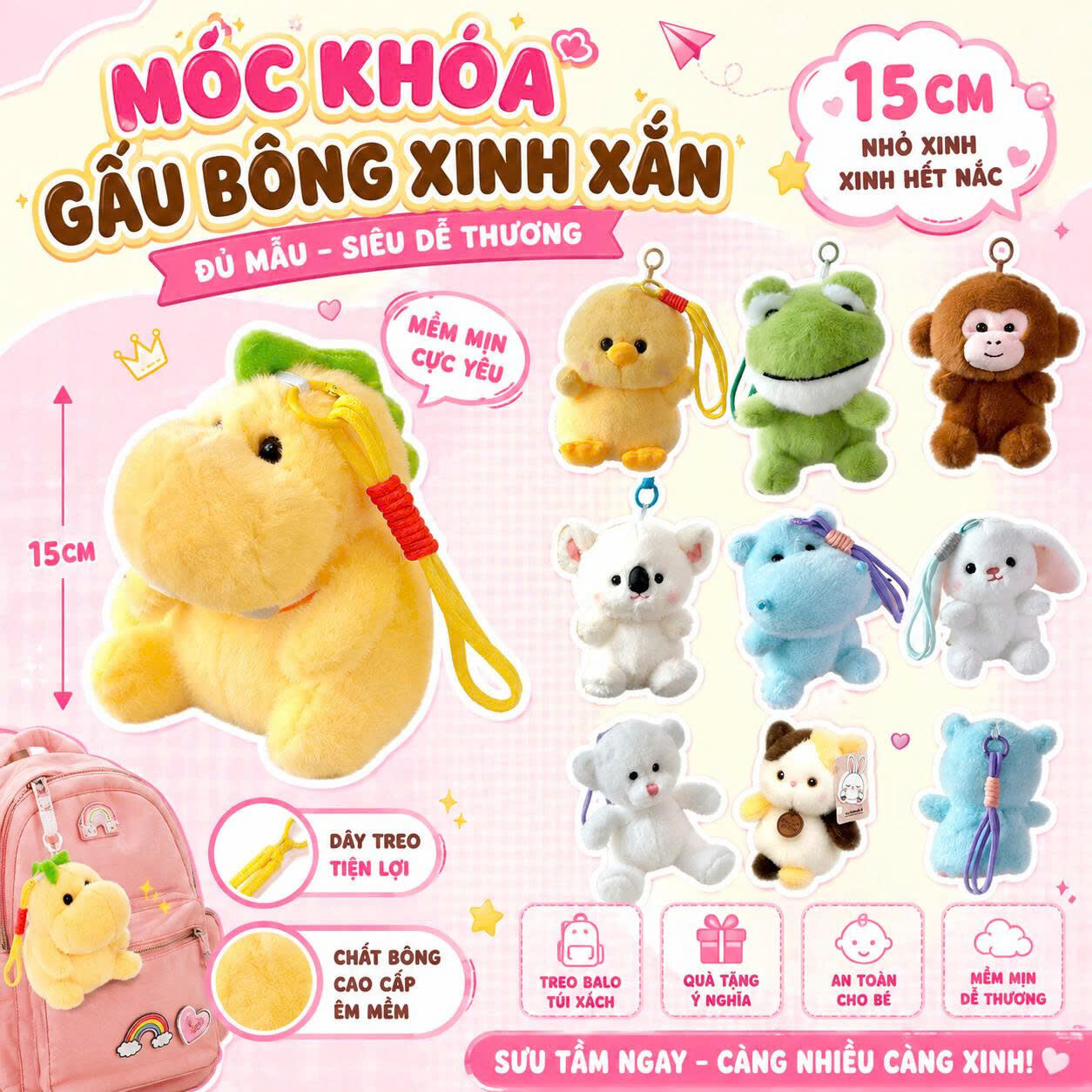 MÓC KHOÁ GẤU BÔNG XINH XẮN