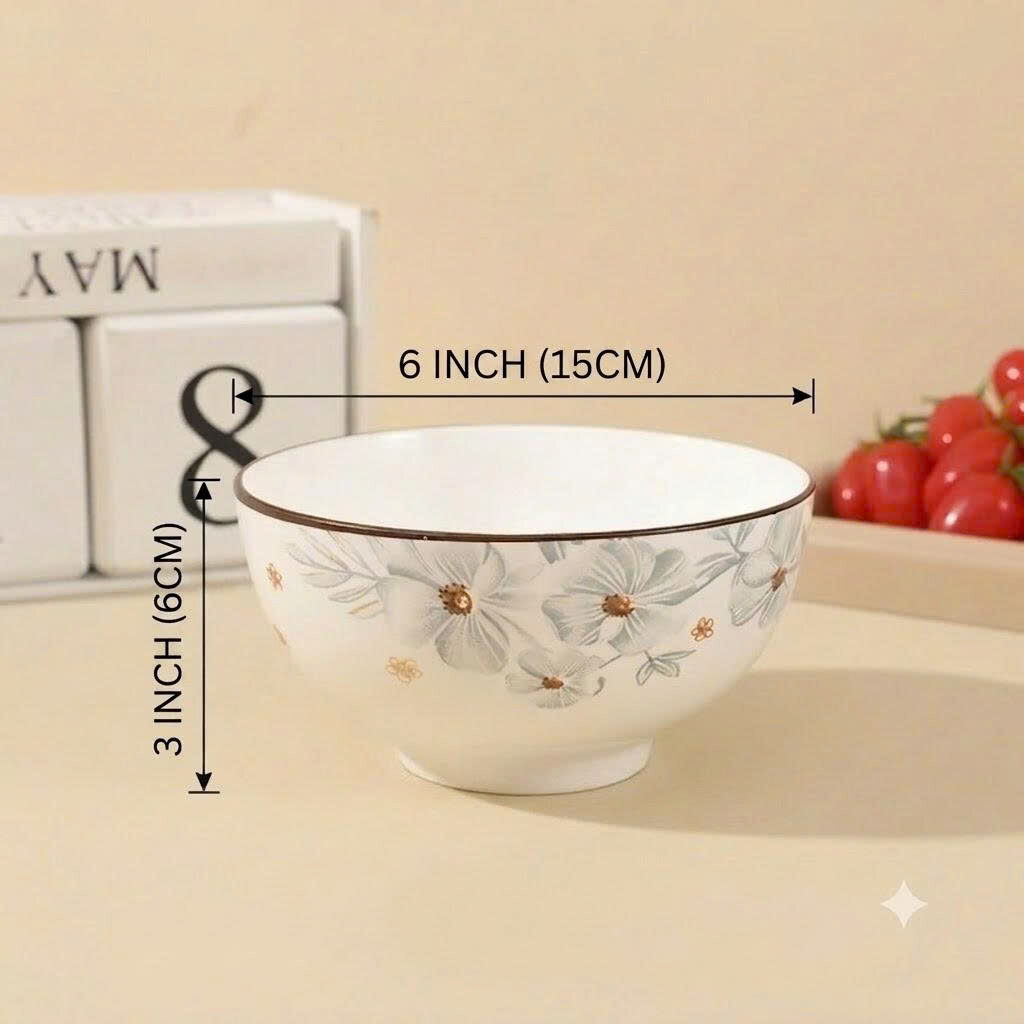TÔ SỨ HOẠ TIẾT HOA VĂN VIỀN VÀNG 6 INCH 2 TÔ SỨ HOẠ TIẾT HOA VĂN VIỀN VÀNG 6 INCH - Ảnh 2