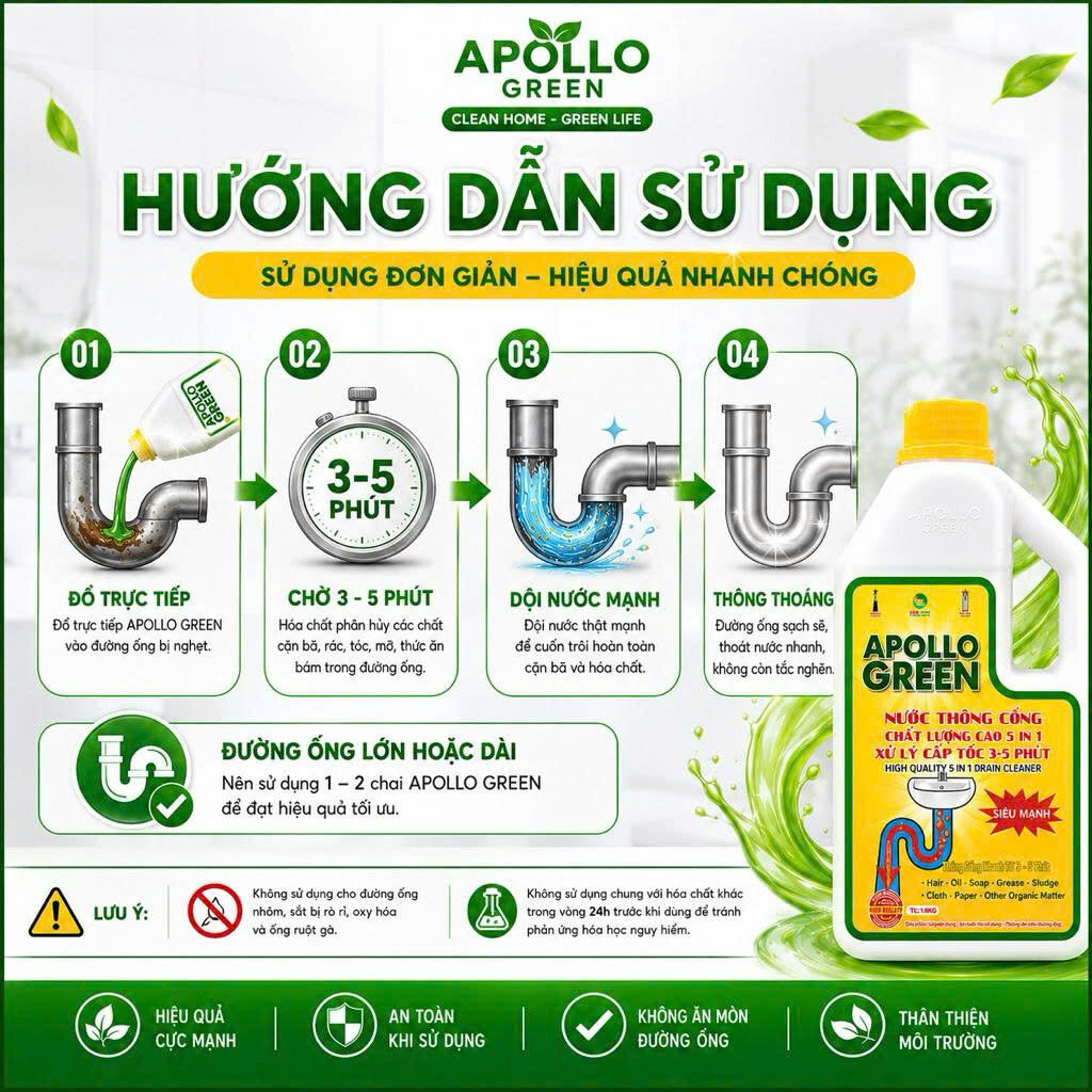 CHAI NƯỚC THÔNG CỐNG SIÊU MẠNH APOLLO 750GR 2 CHAI NƯỚC THÔNG CỐNG SIÊU MẠNH APOLLO 750GR - Ảnh 2
