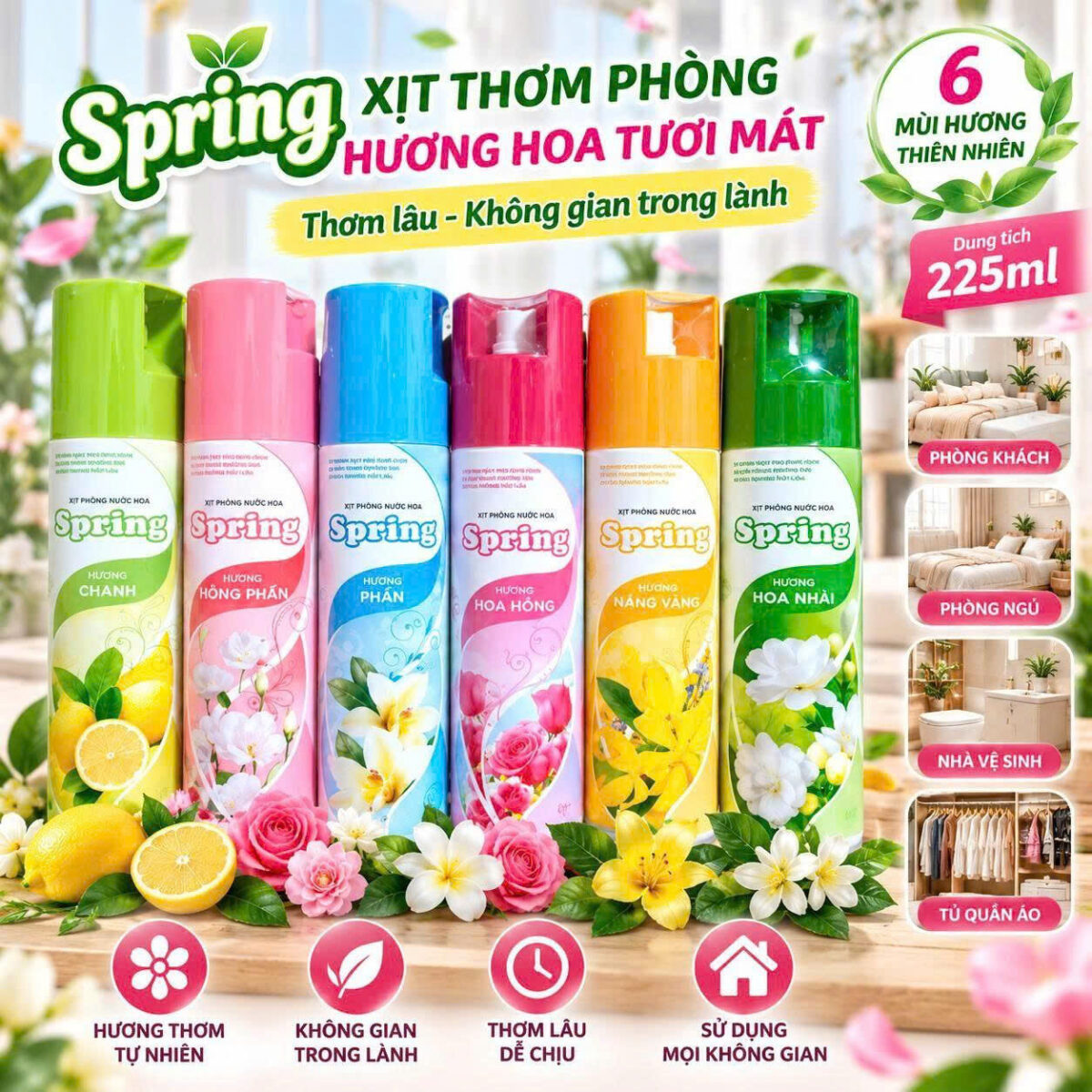 XỊT PHÒNG NƯỚC HOA SPRING 225ML