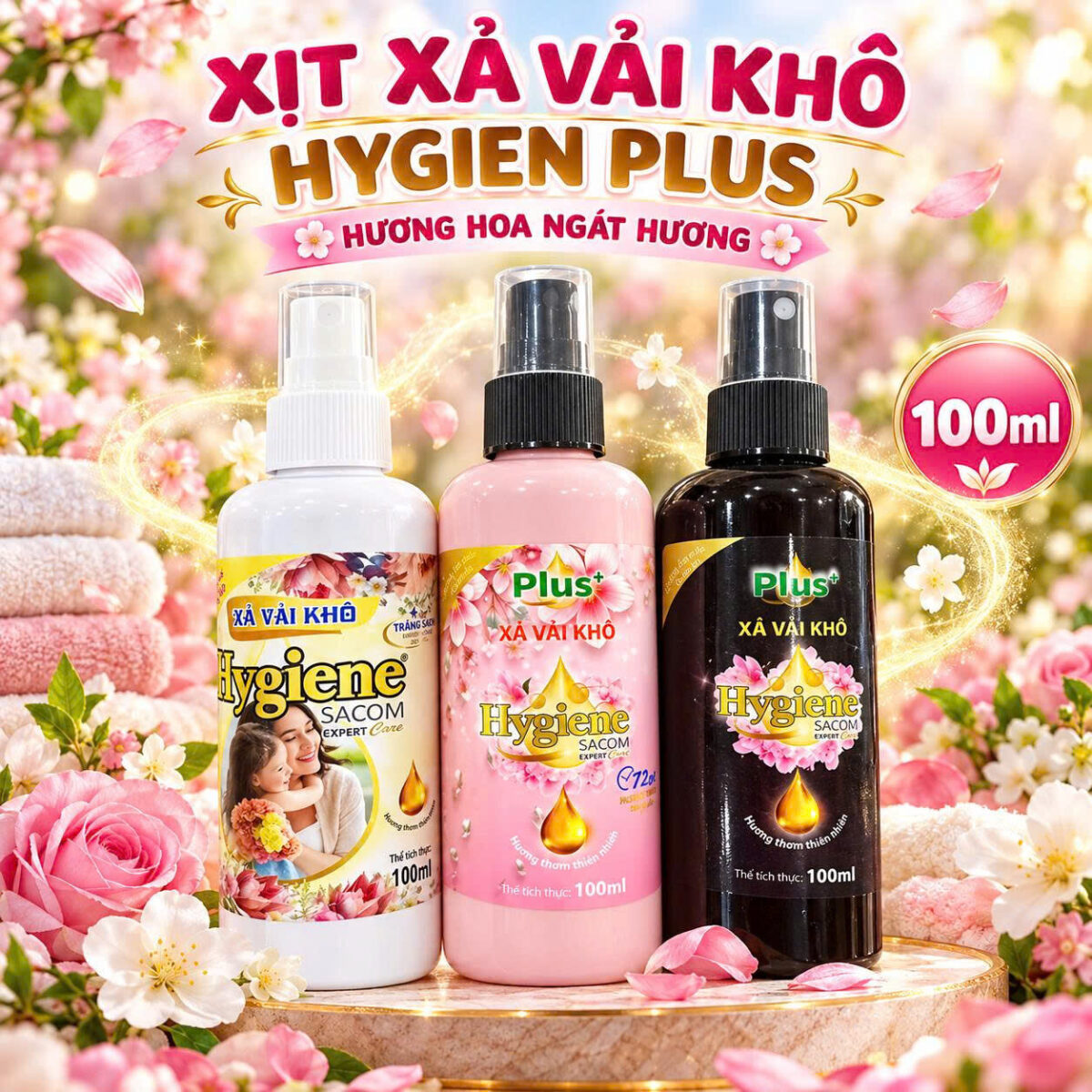 XẢ VẢI KHÔ HYGIEN PLUS 100ML (SL10)