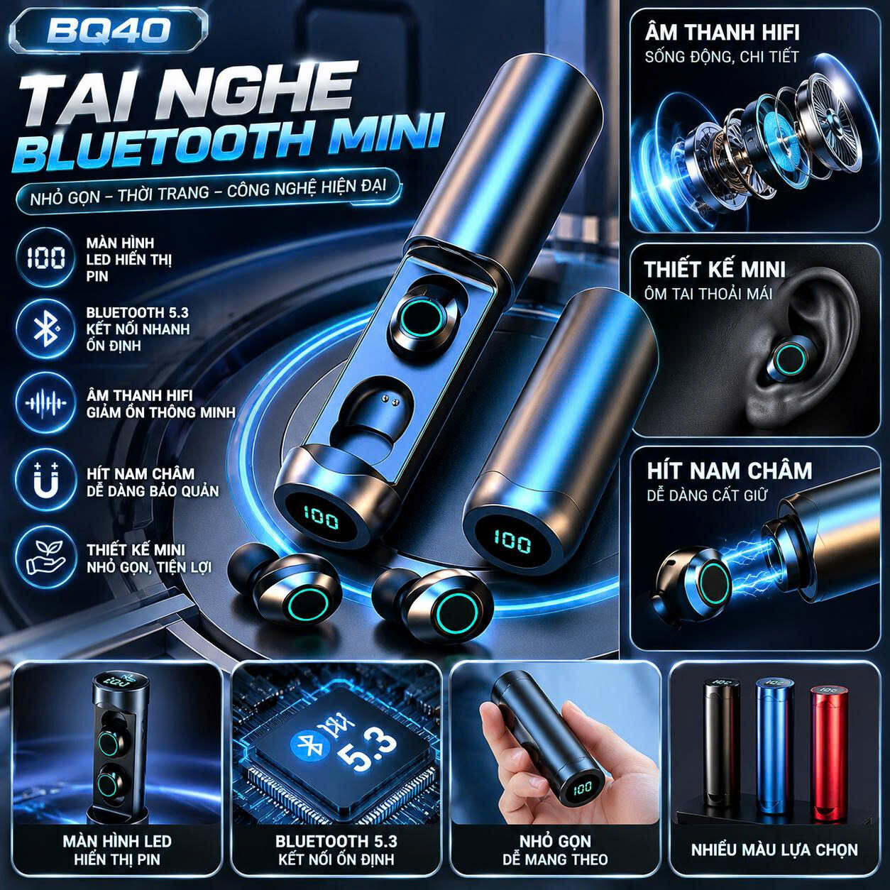 TAI NGHE BLUETOOTH MINI BQ40