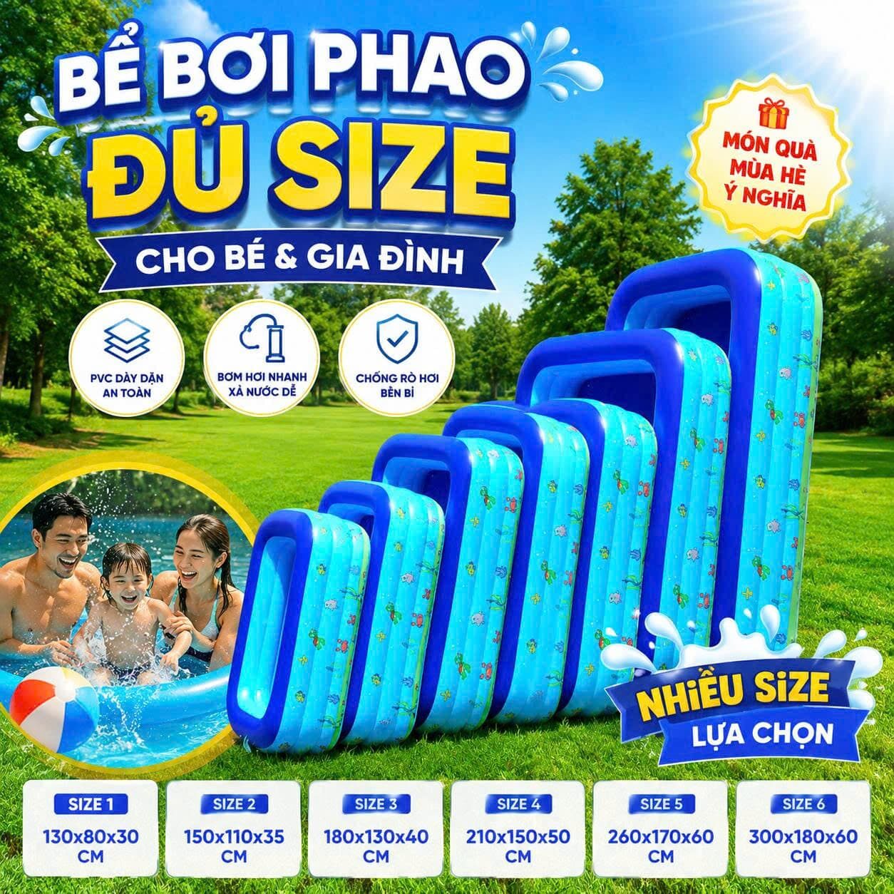 BỂ BƠI CHỮ NHẬT 3 TẦNG ĐỦ SIZE