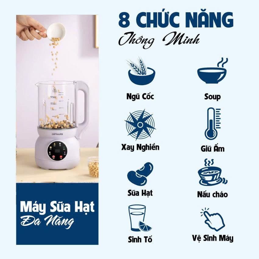 MÁY LÀM SỮA HẠT OSTMARS CỐI THUỶ TINH (phiên bản TV)