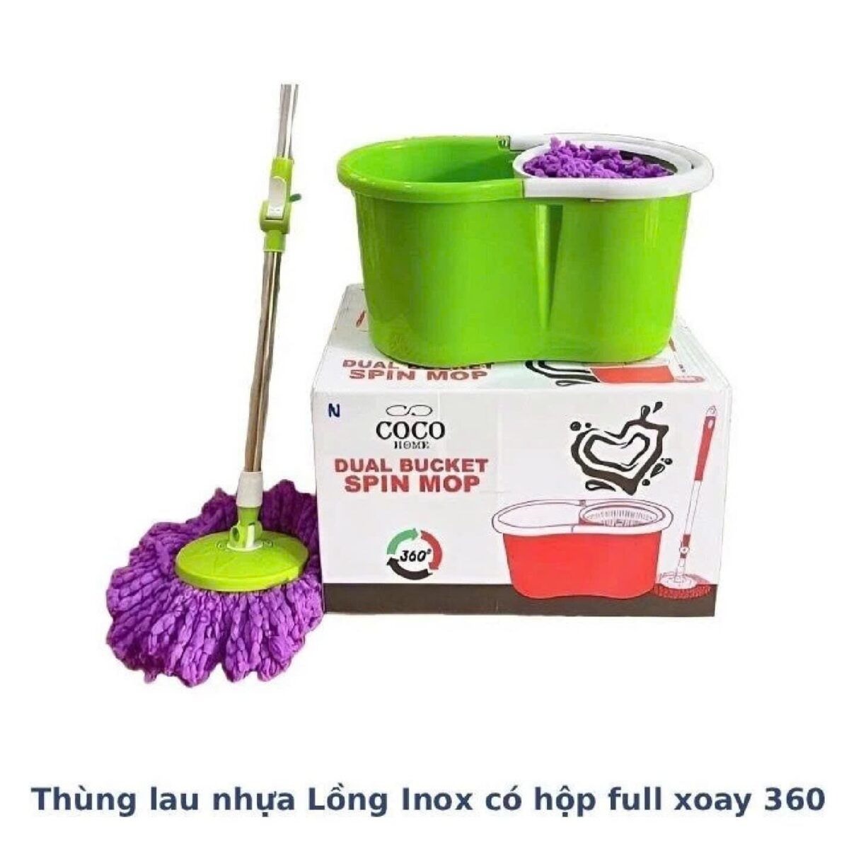 BỘ LAU NHÀ XOAY 360 LỒNG INOX