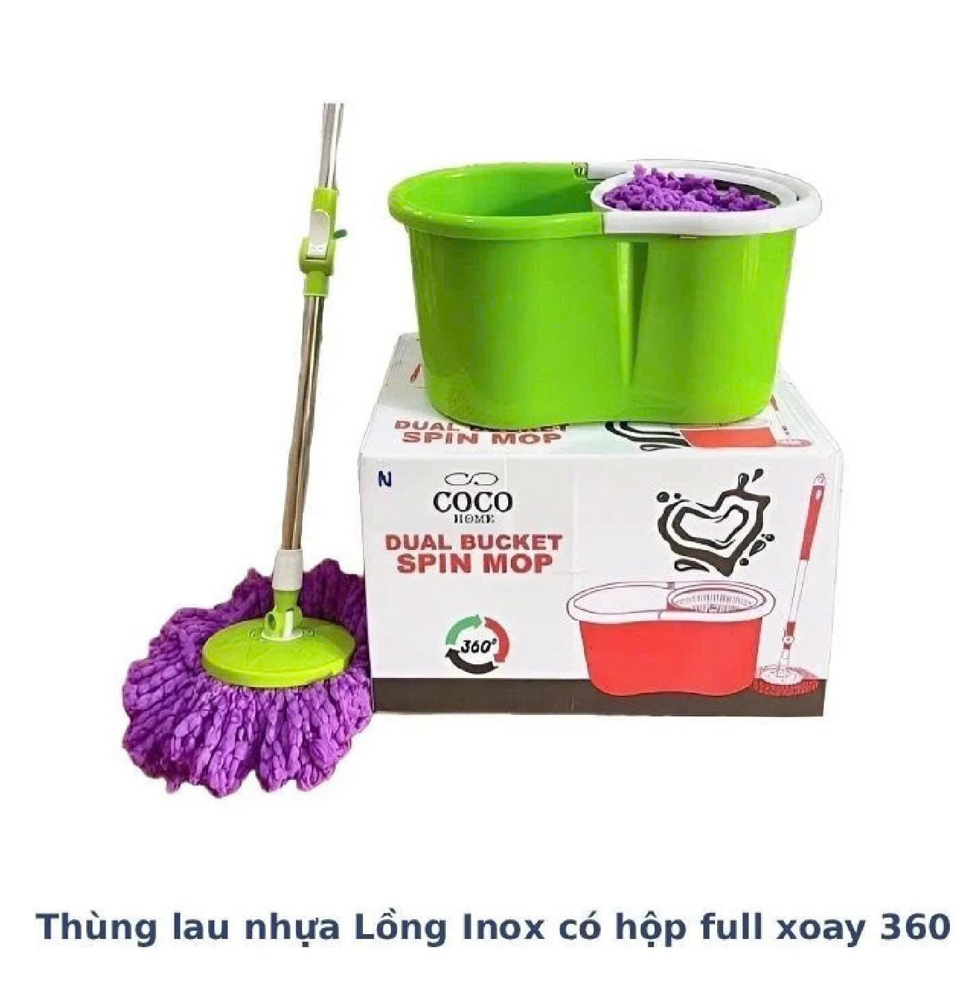 BỘ LAU NHÀ XOAY 360 LỒNG INOX 1 BỘ LAU NHÀ XOAY 360 LỒNG INOX