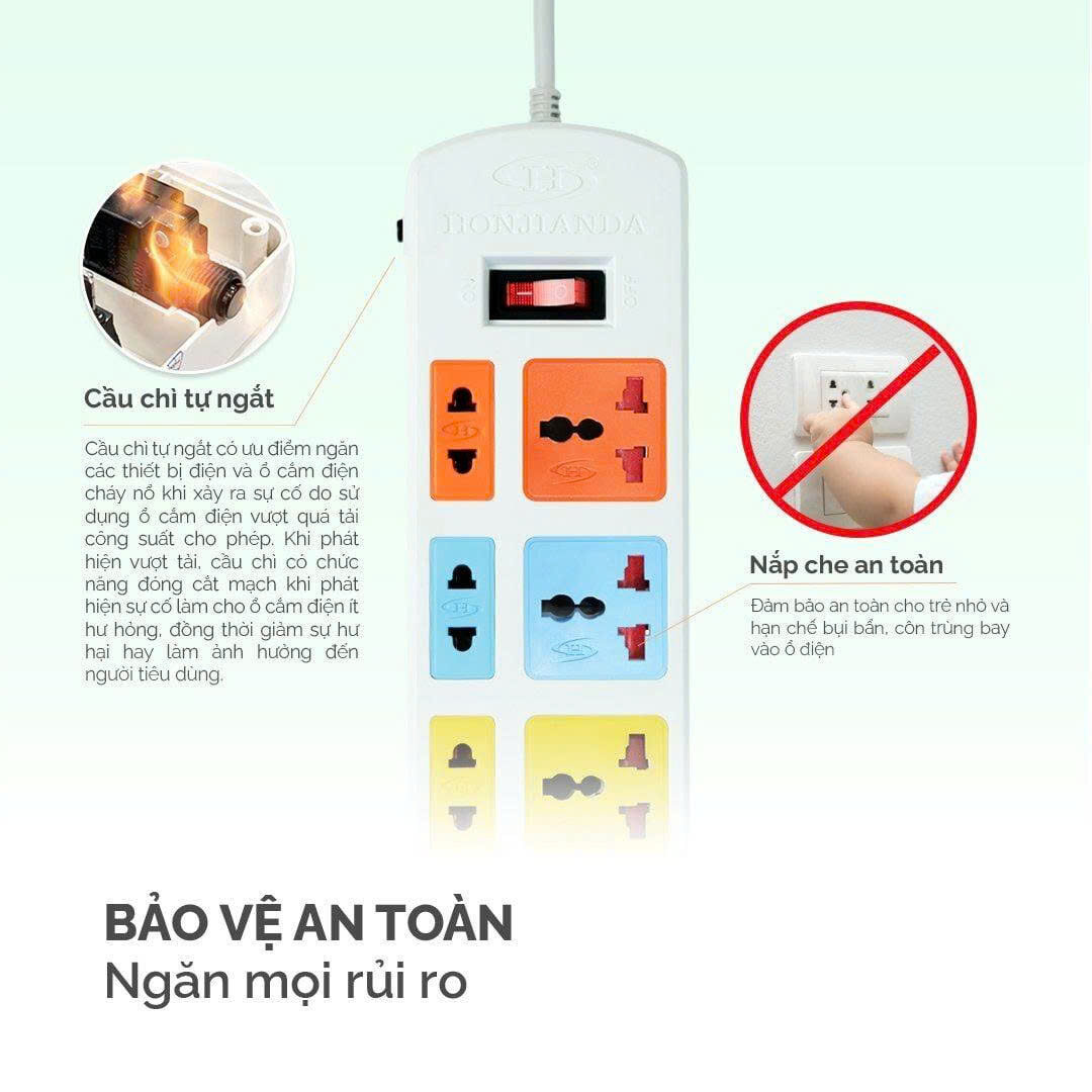 Ổ ĐIỆN ĐA NĂNG HJD 0436 1500W DÀI 3M 3 Ổ ĐIỆN ĐA NĂNG HJD 0436 1500W DÀI 3M - Ảnh 3