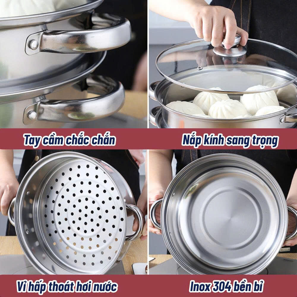 BỘ NỒI HẤP INOX 2 TẦNG THÁI (28CM) 4 BỘ NỒI HẤP INOX 2 TẦNG THÁI (28CM) - Ảnh 4