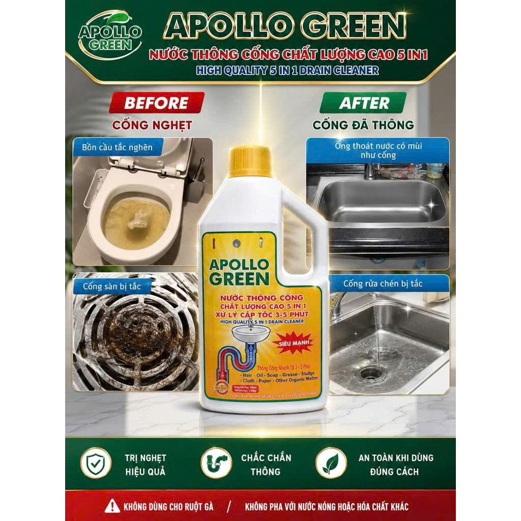 CHAI NƯỚC THÔNG CỐNG SIÊU MẠNH APOLLO 750GR 3 CHAI NƯỚC THÔNG CỐNG SIÊU MẠNH APOLLO 750GR - Ảnh 3