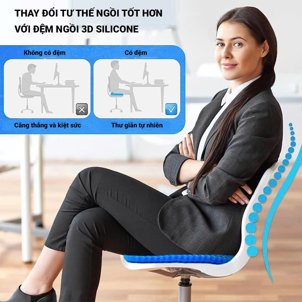 ĐỆM NGỒI 3D SILICON THOÁNG KHÍ 5 ĐỆM NGỒI 3D SILICON THOÁNG KHÍ - Ảnh 5