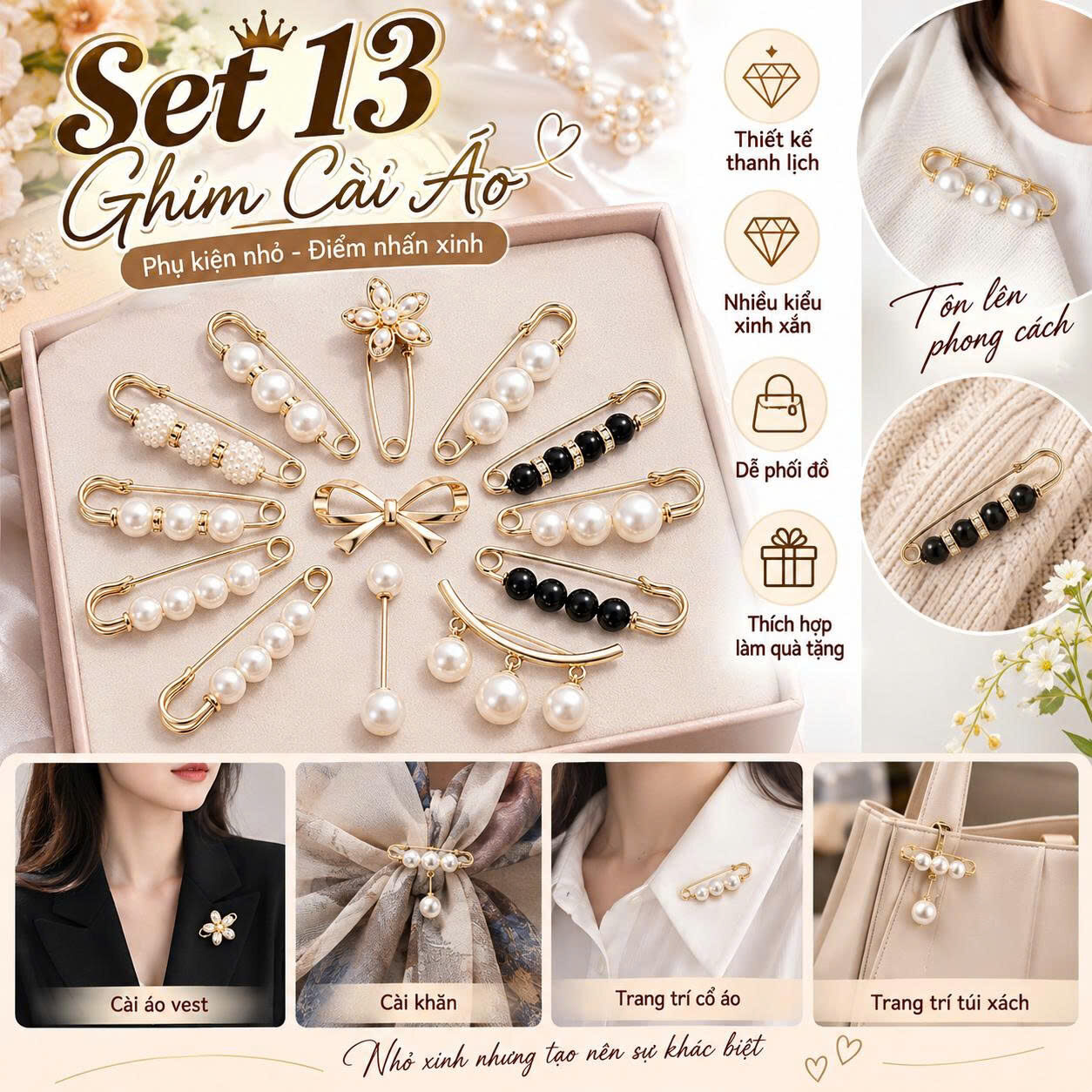 SET 13 GHIM CÀI QUẦN ÁO 1 SET 13 GHIM CÀI QUẦN ÁO