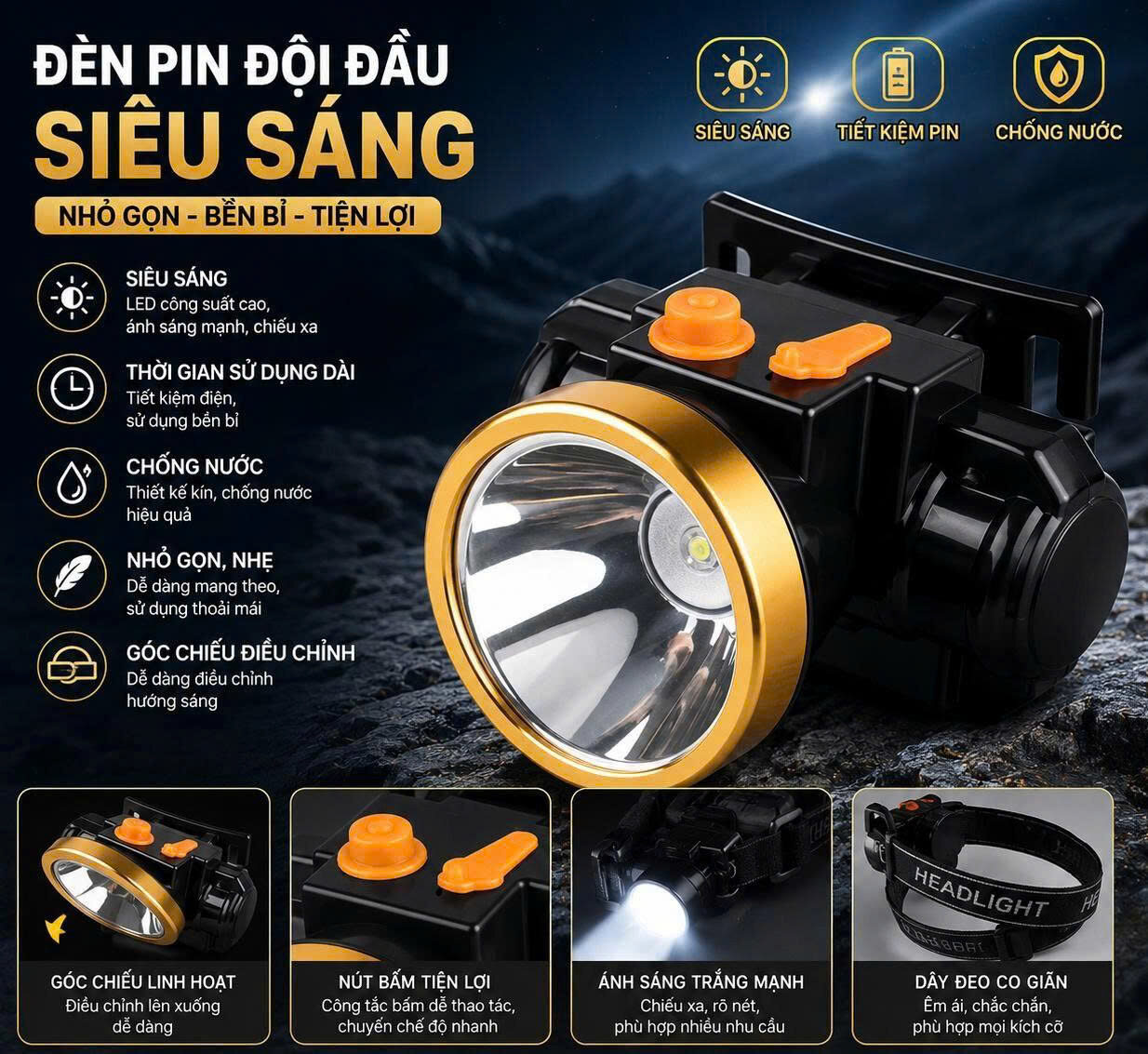 ĐÈN PIN ĐEO ĐẦU 1 PHA NO.666 1 ĐÈN PIN ĐEO ĐẦU 1 PHA NO.666