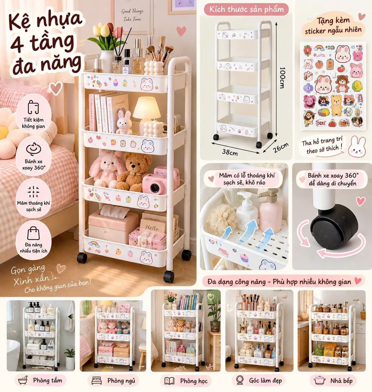 KỆ 4 TẦNG KITTY/GẤU NHỰA CỨNG 1 KỆ 4 TẦNG KITTY/GẤU NHỰA CỨNG