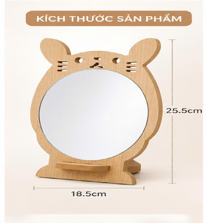 GƯƠNG TRANG ĐIÊM ĐỂ BÀN ĐẾ GỖ TAI MÈO 3 GƯƠNG TRANG ĐIÊM ĐỂ BÀN ĐẾ GỖ TAI MÈO - Ảnh 3