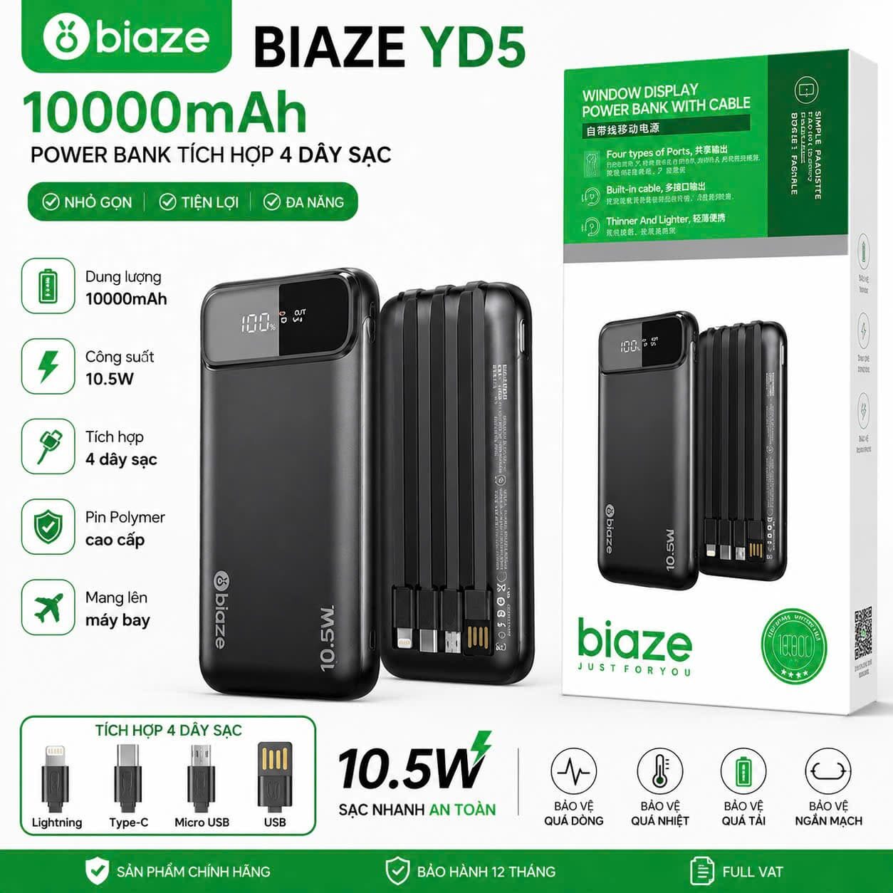 SẠC DỰ PHÒNG BIAZE YD5 10.000MAH