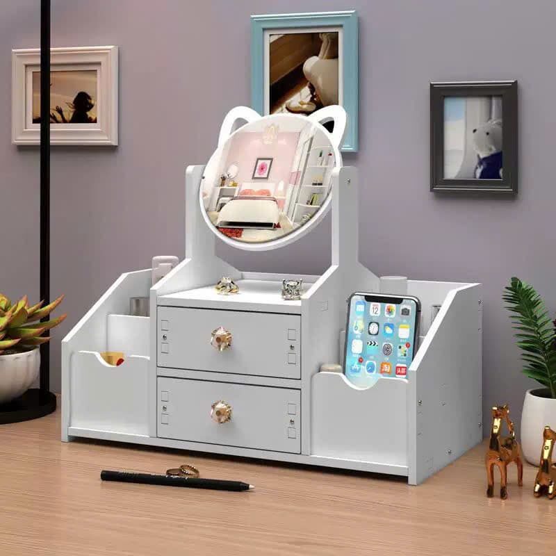 KỆ MỸ PHẨM 2 TẦNG 3 NGĂN CÓ GƯƠNG MÈO (LỚN)