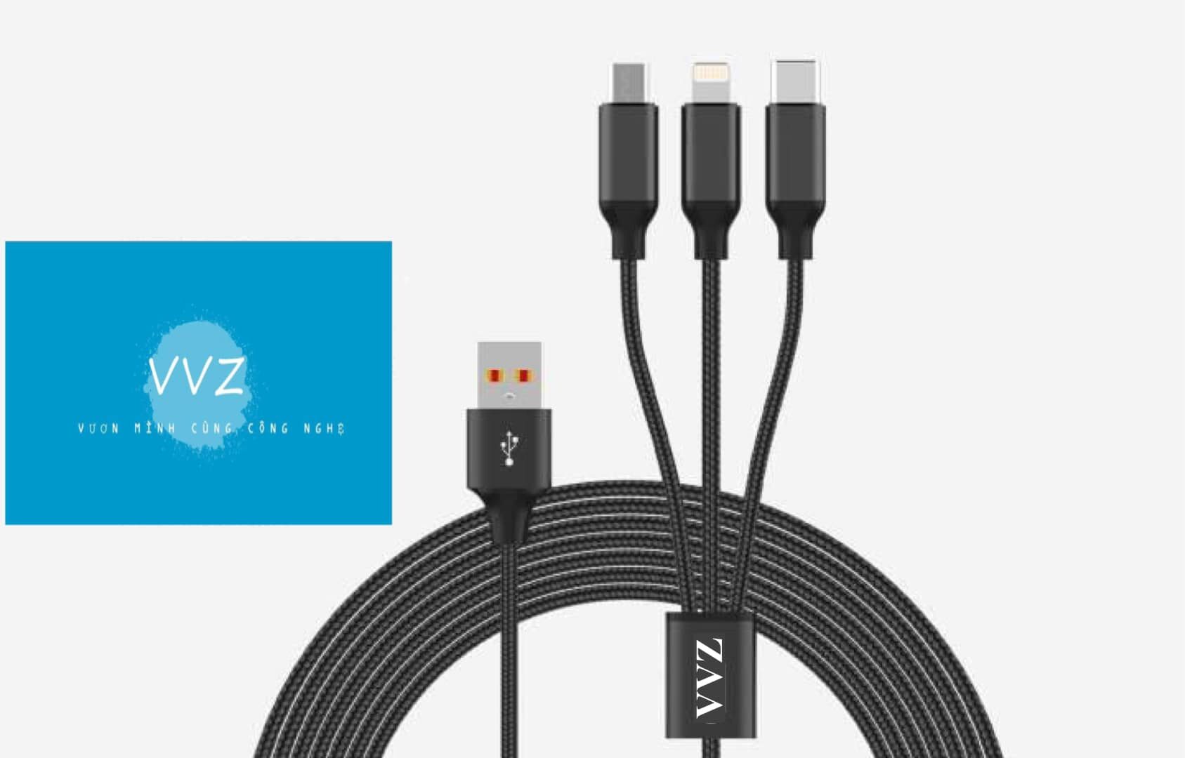 CÁP 3 ĐẦU VVZ V-S05 SẠC NHANH