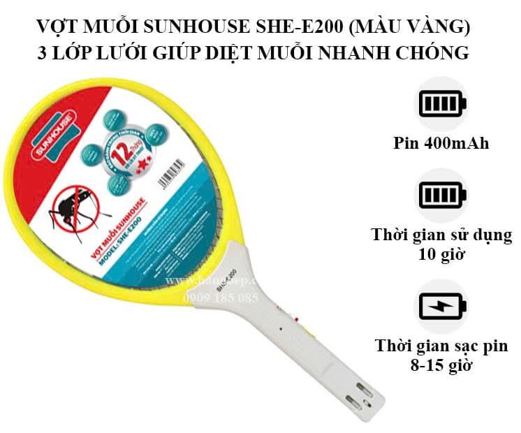 VỢT BẮT MUỖI SUNHOUSE SH-E200 1 VỢT BẮT MUỖI SUNHOUSE SH-E200
