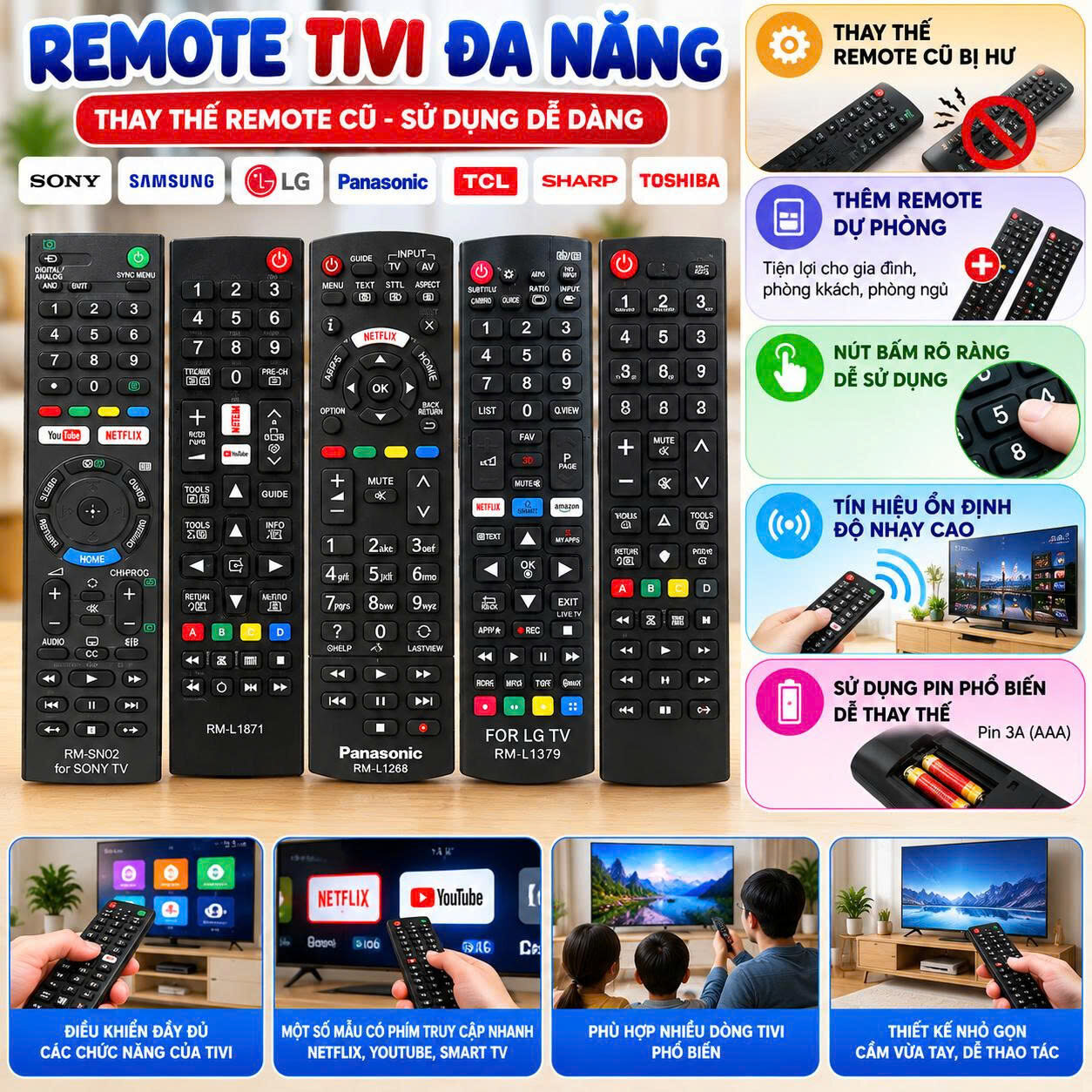REMOTE TIVI LED CÁC DÒNG 6 3 132