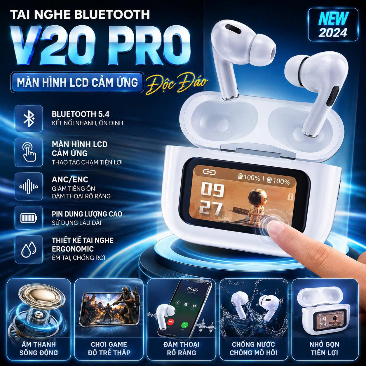 TAI NGHE BLUETOOTH AIRPODS V20 PRO (LCD)