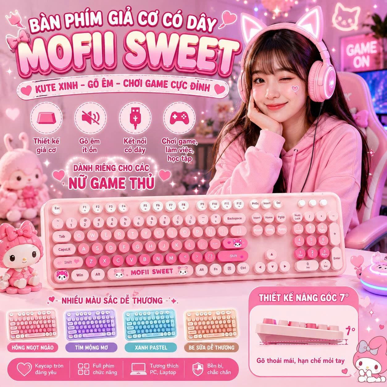KEYBOARD GIẢ CƠ MOFII SWEET COLOR KUTE